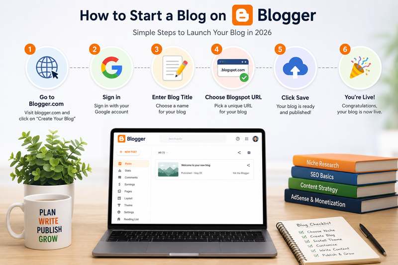 Start a blog on Blogger steps